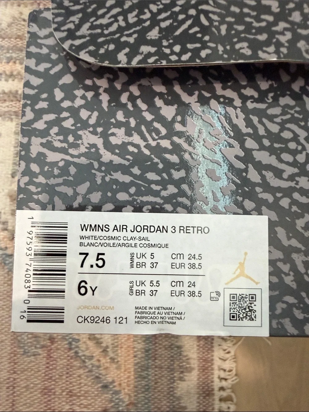 Nike Women's White and Orange Leather Air Jordan 3s